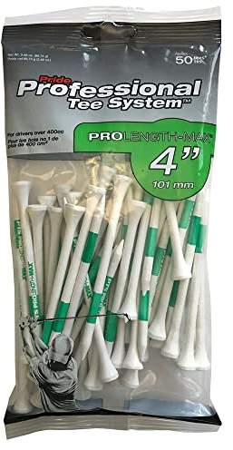 Pride GOLF PTS Wooden Golf Tees (4''), Bag of 50 Tees