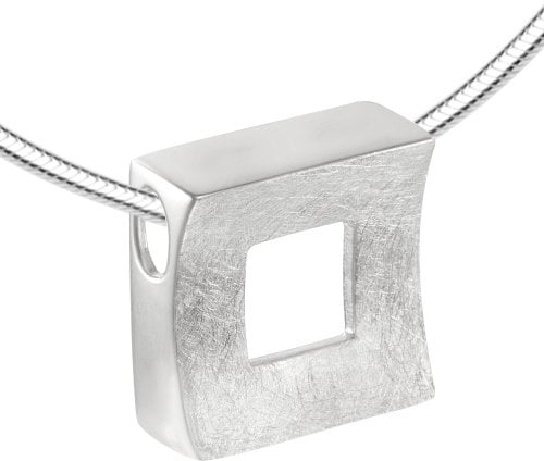 Vinani Anhänger Quadrat mit Schlangenkette 925 Sterling Silber AVQ | Viereck Design, Damenschmuck, geometrische Form, mattierte Optik, modernes Schmuckset