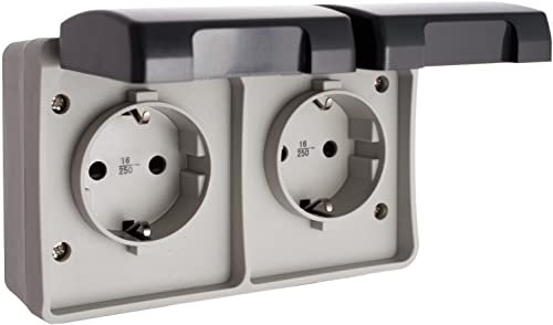 Solera 3366 - Doble base de enchufe 2P+T/T lateral 16A 250V~. Certificado VDE.