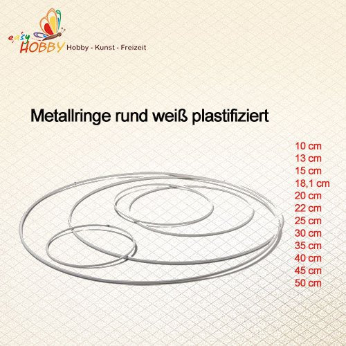 SMITS Metallringe rund weiß plastifiziert 30cm Ø, 6 Stück