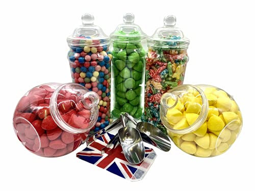 Süßigkeiten-Buffet-Set im viktorianischen Stil, 5 große Gläser mit Union Jack