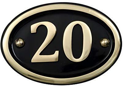 Solid Brass House Number Oval Design (No 20)