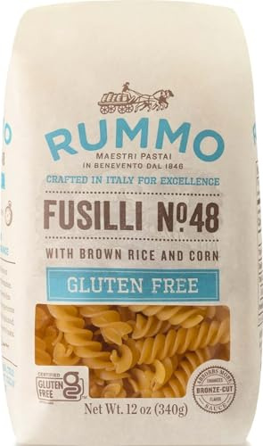 Rummo Fusilli Glutenfreie Pasta 340 ml (2 Stück) – hergestellt mit Reis und Mais, absorbiert Saucen