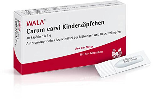 Carum carvi Kinderzäpfchen von Wala 3x10Stck. Wirken entblähend und entkrampfend. Lindern Unruhezustände und Schlafstörungen, sowie Bauchkrämpfe. Für Kinder ab einem Jahr.