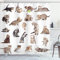 ABAKUHAUS Katze Duschvorhang, Lustige Spielerische Katzen Bild, Stoffliches Gewebe Badezimmerdekorationsset mit Haken, 175 x 240 cm, Braun Schwarz Weiß