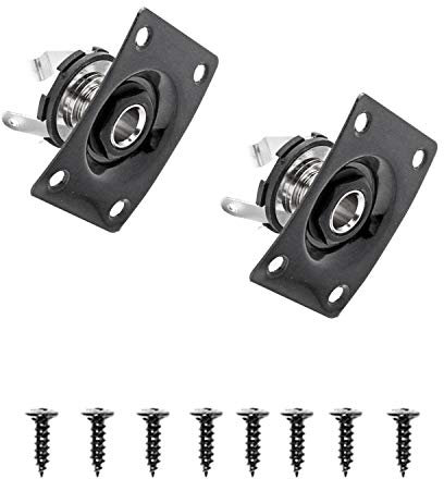 1/4''Square Jack Output Plate Socket for Electric Guitar(Pack of 2) (Black)
