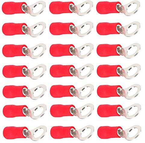 Mintice 100 Rot M4 Kupfer Kabelschuhe Ring Anschlussklemme 16-22 Ga AWG Crimp Kabel Elektrischer Crimpkabelsatz Drahtklemmen Quetschverbindern Steckverbinder kabelverbinder