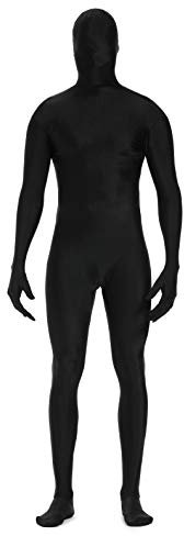 Faletony Men's Original Fancy Dress Costume Halloween Black Second Skin Spandex Body Suit