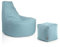 PATCH HOME Gamer Sessel Sitzsack inkl. Würfel Bean Bag Set Ø75cm, 30cm Sitzhöhe, 80cm Höhe + 35x35cm Würfel Hellblau