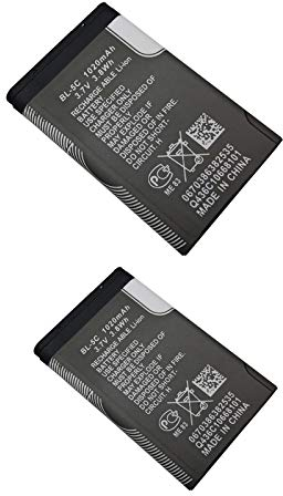 2 Pezzi 1020 mAh BL-5C BL5C BL 5C Batteria per 6230 6330 6263 6267 6270 6555 6600 6630 6670 6680 6681 6682 6820 (2 Pezzi)