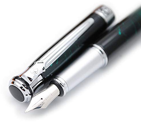 czxwyst Picasso 903 Schweden Flower King Füllfederhalter Original Box (Grüner Marmor, F Feder)