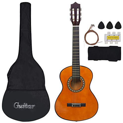 Goliraya Musik Alley Klassische akustische Gitarre Kinder Gitarre & Junior-Gitarre,Dunkle Holzfarbe/Helles Holz, 34/39 Zoll