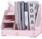 EXERZ Desktop Organiser with Drawer Wooden Paper Sorter - Assembly Easily- 3 Layers File Storage, Holds A4 Paper Document, Letter Filler and Rack, DIY Stationary for Office and Home(Light Pink)