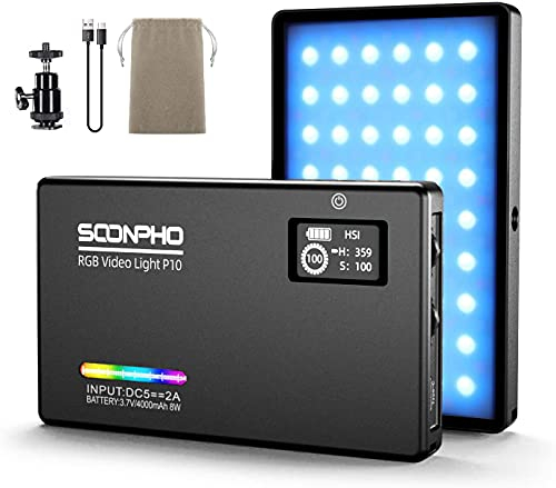 RGB Licht Fotografie, LED Video Licht Aluminium CRI97+ LED Video Light 2500K-8500K 360 °Vollfarbe LED Videoleuchte Mini für Videokonferenz YouTube Fotografie Vlogs DSLR Kamera