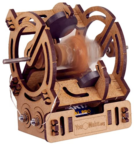 YouMake Elektromotor Classic Holzbausatz - Klebefrei - Umweltfreundliche und Soziale Produktion aus Deutschland - Mit Batterien und Montagewerkzeug - Kostenlose Ersatzteile!