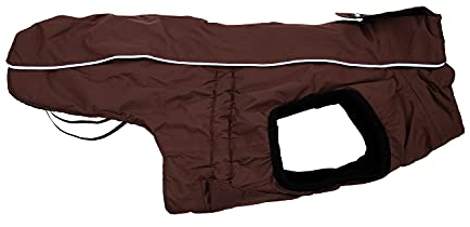JEGGO Zipback, kälteabweisender Winter-Hundemantel, Wasser- und Winddicht, atmungsaktiv, optimale Passform, mit durchlaufendem Reißverschluss für leichtes An- und Ausziehen (Braun, 36 cm)