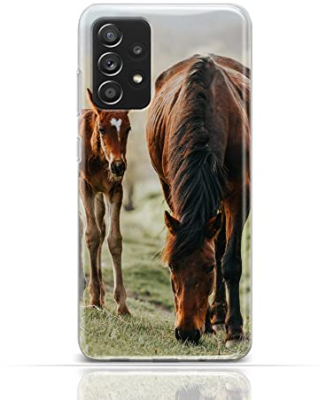 KX-Mobile Hülle für Samsung Galaxy A13 5G Handyhülle Schutzhülle aus weichem Silikon TPU Softcase mit Motiv 3000 Pferd und Fohlen Braun, SGA135G-3000
