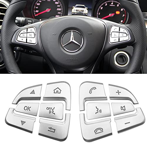 TTCR-II 12PCS Kompatibel mit Lenkrad Tasten Aufkleber Mercedes Benz Klasse C 2014-2018/ V 2015-2020/ GLC 2015-2019 Mercedes Lenkradknopf Dekorativer Lenkrad Schalter Aufkleber