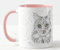 Vixar Cat Feline Black and White Watercolour Art Coloured Mug Cup Gift Birthday Work Office Christmas Tea Coffee (Pink)