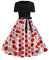 YMING Femme Robe de Cocktail à Carreaux Vintage Robe de soirée Color Block Blanc Rouge XXL