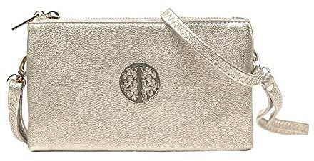 Eye Footwear Women's Long & Son By Eye Small Clutch, Wristlet, Shoulder,Cross-Body Bags 3141 (Silver)