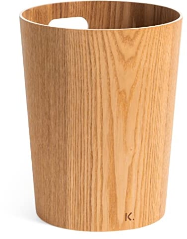 Kazai. Papelera Oficina Madera Auténtica Börje | Cubo de Madera Moderno para Oficina, Habitación infantil, Dormitorio y más | 9 litros | Fresno