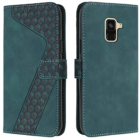 OKZone Kompatibel mit Samsung Galaxy A6 2018 Hülle, Handyhülle Samsung A6 2018, PU Leder Tasche Wallet Schutzhülle Galaxy A6 2018, Flip Cover Klappbar Etui mit Magnet Kartenfach Lederhülle (Zyan)