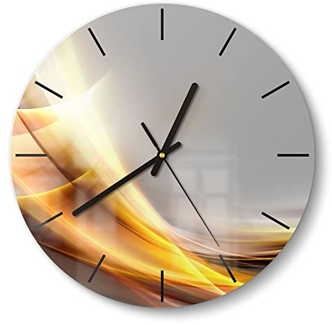 DEQORI Glasuhr | rund Ø 30 cm | Motiv Glänzende Lichtreflexe | ausgefallene leise Design Uhr aus Glas | Wanduhr für Wohnzimmer & Küche | moderne Hingucker Uhr für die Wand