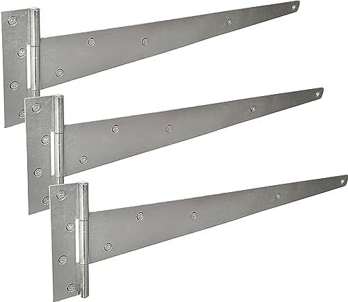 IRONTITE® 3 Packgalvanised BZP T Hinges, 600mm (24”) - Zinc Coated Tee Hinges for Wooden Gates or Garden Sheds