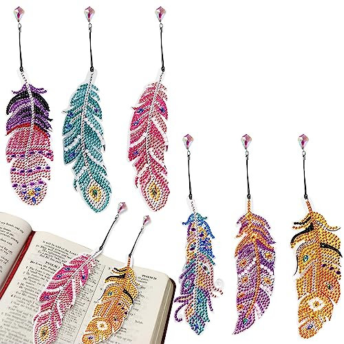 6 Stück Diamond Painting Lesezeichen Diamant Painting Kinder 5D DIY Diamant Malerei Lesezeichen Diamant Painting Bookmark Kinder Erwachsene Mit Kristall Anhänger