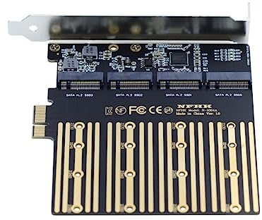 chenyang Adattatore M.2 SSD a PCI-E X1 4 SATA SSD a PCIe 3.0/4.0 Adattatore scheda di espansione ASM1064 Chipset con staffa PCI-E da 12 cm