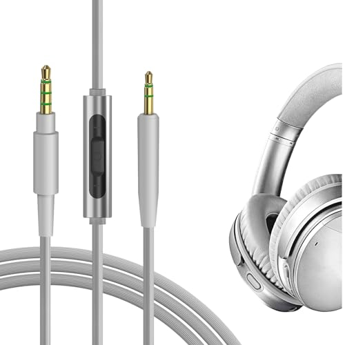 Geekria Audiokabel mit Mikrofon, kompatibel mit Bose QuietComfort SE, QC45, QC35II, QC35, QC25, 700, 2,5 mm Ersatz-Stereo-Kabel mit Inline-Mikrofon und Lautstärkeregler (1,2 m)