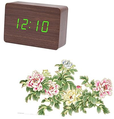 Warmhm Holzuhr Holz-Digitaluhr Schlafzimmer wecker LED-Uhr aus Holz Digitale Tischuhr Uhr mit Sprachsteuerung Europäisch und amerikanisch hölzerne Uhr Elektronische Uhr Bambus