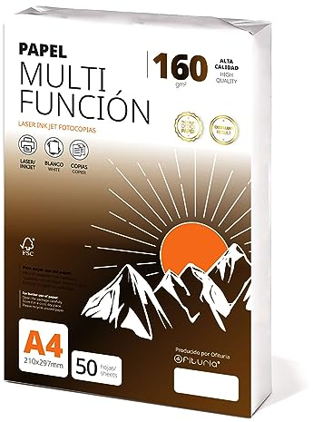 Ofituria Kopierpapier, DIN A4, 160 g/m2, 50 Blatt, Mehrzweckpapier für Laser- und Tintenstrahldrucker, Kopierer, Bürobedarf, Schulbedarf, Packung zu 50 Blatt, 160 g