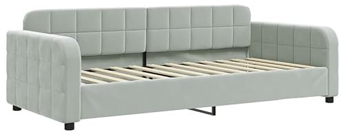 vidaXL Tagesbett, Gästebett 2-in-1, Sofabett Schlafsofa für Schlafzimmer Wohnzimmer, Bettsofa Sofa, Modernes Design, Hellgrau 90x200cm Samt