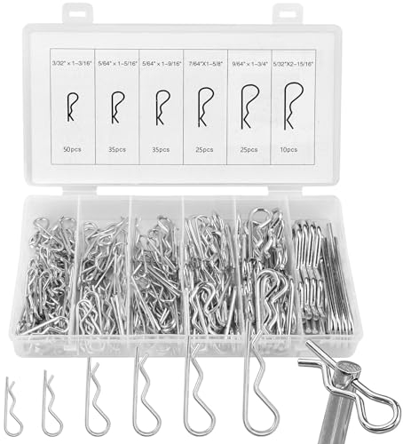180 Pièces Goupilles Fendues R Clips 6 Tailles, Goupille Beta en Acier Inoxydable, Assortiment de Goupilles à Ressort, Goupille de Verrouillage, Pour Voitures, Mécaniciens, Tracteurs (2-4mm)