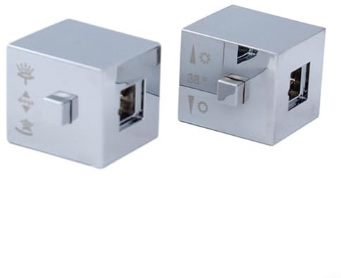 Für HPLIVE 1 Paar Knaufgriffe, quadratischer Duschtemperaturregler, Chrom, Thermostatgriff, geeignet für Thermostat-Badewannen-Duscharmatur