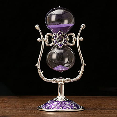 Minuteries à sablier, Sablier, minuteur de cuisine, sablier, décoration en verre, assistant de gestion du temps, sablier en métal vintage 15 minutes/30 minutes/60 minutes 360° rotatif grand sable anti
