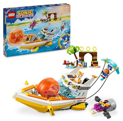 LEGO Sonic the Hedgehog Tails’ Adventure Boat Collectible Interactive Toy for Kids Age 8+, Boys & Girls, Playset with Video Game Characters and Water Skis, Gamer Gift 76997