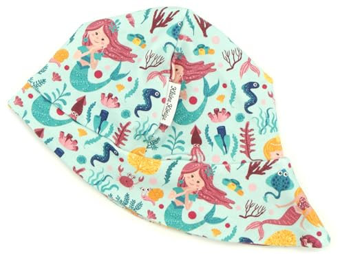 Kleine Könige Sonnenhut Sommer Mütze Baby Mädchen · Modell Sommer Meer Meerjungfrau Seeprinzessin Aqua · Ökotex 100 Zertifiziert · Größe 74/80