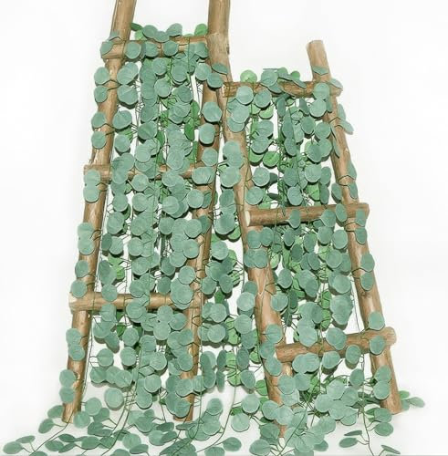 MACTING 6 Pcs Artificial Eucalyptus Vines Garland, 220cm/7FT Realistic Fake Ivy, Room Wedding Party Office Garden Wall Decoration for Indoor Outdoor, Green Faux Leaves Hanging Plants Greenery Decor
