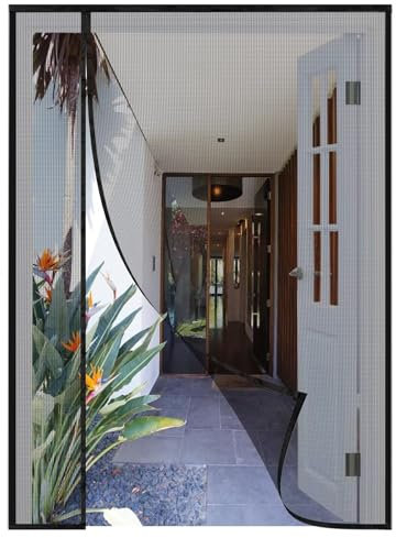 Moustiquaire sur Mesure de Porte 190x205cm Noir, Rideau Anti Mouche Anti Insecte Mouche Moustique Facile à Installer pour Couloirs Portes Patio