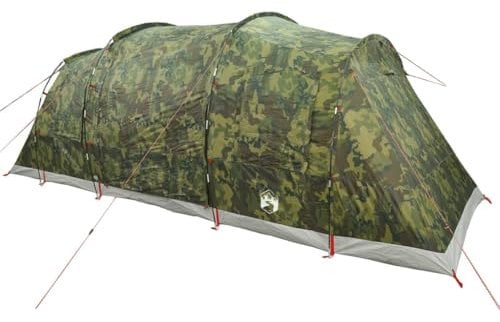 vidaXL Tenda Familiare a Tunnel per 6 Persone Mimetica Impermeabile