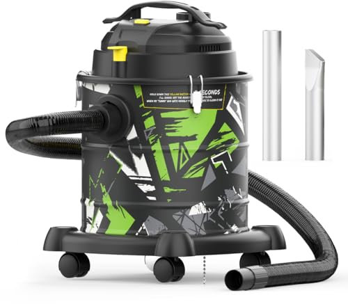 InoKraft Aspirateur à cendres pour poêles à pellets, 1200 W, 5 gallons, sans obstruction, avec filtres HEPA et fibre de verre, tuyau à cendres de 1,8 m pour cheminées, barbecue à granulés et