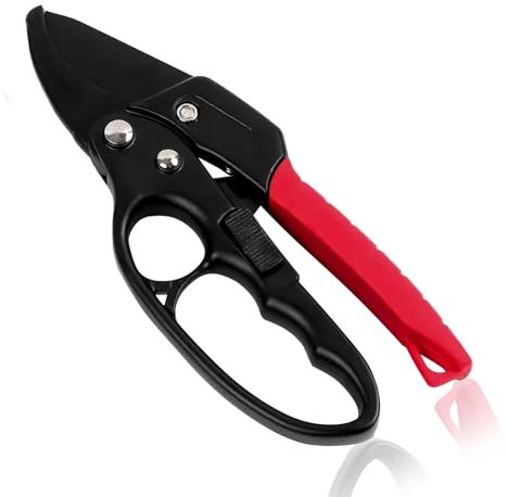 8 Ratchet Secateurs, Heavy Duty Anvil Pruning Shears, SK5 High Carbon Steel Blades, Garden Shears with Ratcheting Mechanism, Ergonomic Handle Design, Hand Pruners for Gardening Tools