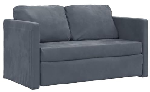 Hommdiy Bodensofa mit Schlaffunktion,klappcouch mit schlaffunktion,Dunkelgrau 122x204x55 cm Samt