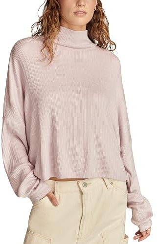 Lucky Brand Top da Donna con Collo a Lupetto a Coste Nu, Rosa, L