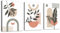 WENGTIAO 3 Pièces Boho Plantes Botaniques Tableau Decoration Murale Encadré Toile Peinture Abstraite Géométrique Ligne Minimaliste Decoration Murale Salon Maison Deco Chambre 40x60cmx3