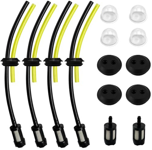 YFPOPONE Benzinschlauch Kit, 14 Stück Gummi Ersatzteile für Motorsense, Universal Benzinschlauch mit Filter, Schwarz