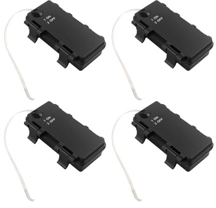 EMSea 4 Piece AA Battery Holder with Switch 3 V Waterproof Encapsulated IP65 for 2 AA Batteries Suitable for Hobby DIY Electronics Cable Length 150 mm